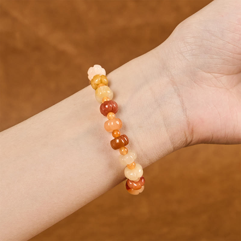 Fortune Jewel Golden Silk Jade Pumpkin Beads Wealth Luck Bracelet