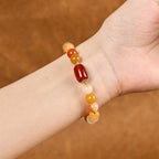 Fortune Jewel Golden Silk Jade Beads Gourd Wealth Luck Bracelet