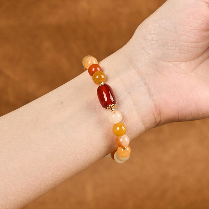 Fortune Jewel Golden Silk Jade Beads Gourd Wealth Luck Bracelet