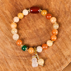Fortune Jewel Golden Silk Jade Beads Gourd Wealth Luck Bracelet