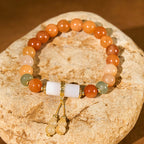 Fortune Jewel Golden Silk Jade Beads Gourd White Crystal Wealth Luck Bracelet