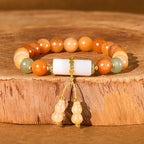 Fortune Jewel Golden Silk Jade Beads Gourd White Crystal Wealth Luck Bracelet