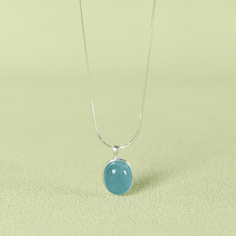 Fortune Jewel 925 Sterling Silver Aquamarine Healing Clavicle Chain Necklace Pendant
