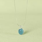 Fortune Jewel 925 Sterling Silver Aquamarine Healing Clavicle Chain Necklace Pendant