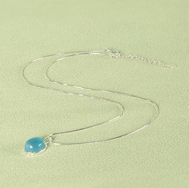 Fortune Jewel 925 Sterling Silver Aquamarine Healing Clavicle Chain Necklace Pendant