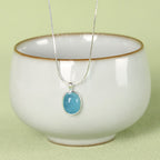Fortune Jewel 925 Sterling Silver Aquamarine Healing Clavicle Chain Necklace Pendant