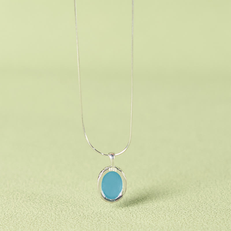 Fortune Jewel 925 Sterling Silver Aquamarine Healing Clavicle Chain Necklace Pendant