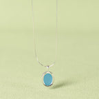 Fortune Jewel 925 Sterling Silver Aquamarine Healing Clavicle Chain Necklace Pendant