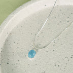 Fortune Jewel 925 Sterling Silver Aquamarine Healing Clavicle Chain Necklace Pendant
