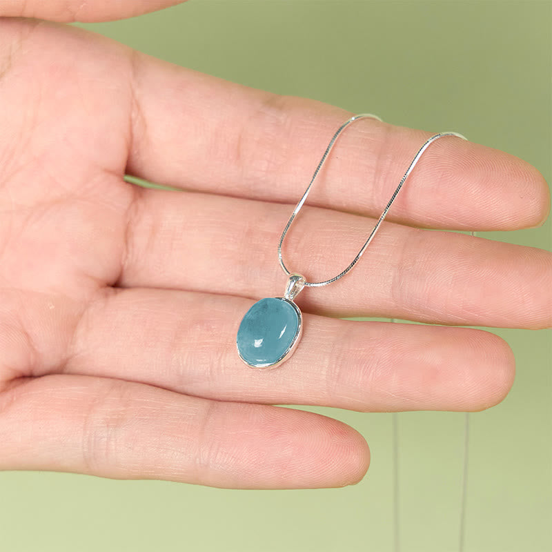Fortune Jewel 925 Sterling Silver Aquamarine Healing Clavicle Chain Necklace Pendant