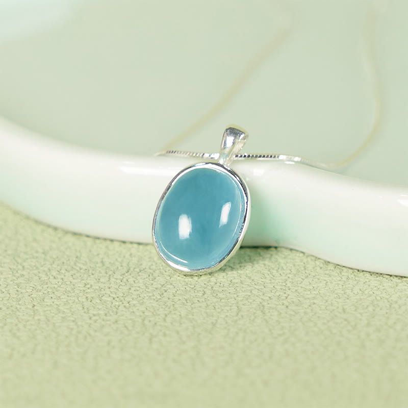 Fortune Jewel 925 Sterling Silver Aquamarine Healing Clavicle Chain Necklace Pendant