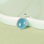 Fortune Jewel 925 Sterling Silver Aquamarine Healing Clavicle Chain Necklace Pendant