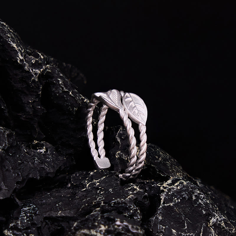 Buddha Stone Copper Leaf Wealth Adjustable Ring