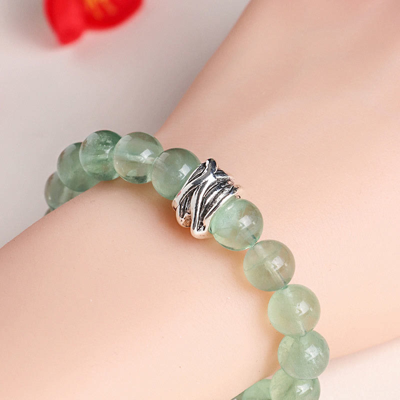 Fortune Jewel Green Fluorite Beads Moon Star Peace Bracelet