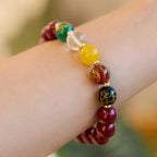 Fortune Jewel Cinnabar Agate Five Directions Gods Of Wealth Blessing Bracelet