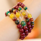 Fortune Jewel Cinnabar Agate Five Directions Gods Of Wealth Blessing Bracelet