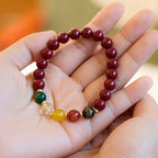 Fortune Jewel Cinnabar Agate Five Directions Gods Of Wealth Blessing Bracelet