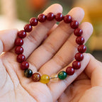 Fortune Jewel Cinnabar Agate Five Directions Gods Of Wealth Blessing Bracelet