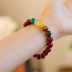 Fortune Jewel Cinnabar Agate Five Directions Gods Of Wealth Blessing Bracelet