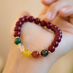 Fortune Jewel Cinnabar Agate Five Directions Gods Of Wealth Blessing Bracelet