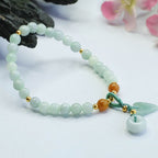 Fortune Jewel Jade Beads Leaf Peace Buckle Prosperity Bracelet
