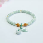 Fortune Jewel Jade Beads Leaf Peace Buckle Prosperity Bracelet