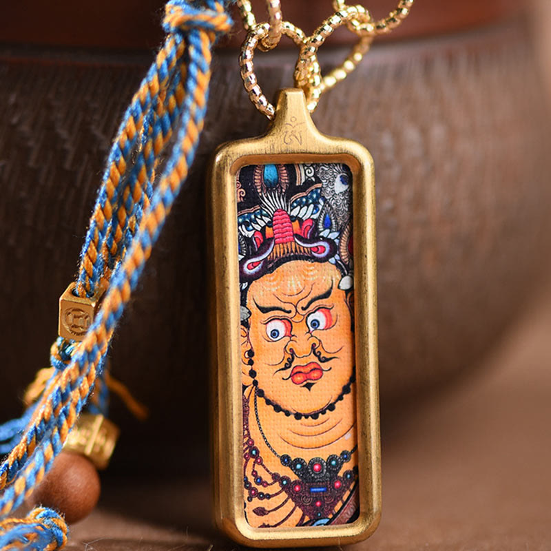 Fortune Jewel Tibet God Of Wealth Titanium Steel Thangka Wealth Necklace Pendant
