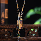 Fortune Jewel Tibet God Of Wealth Titanium Steel Thangka Wealth Necklace Pendant