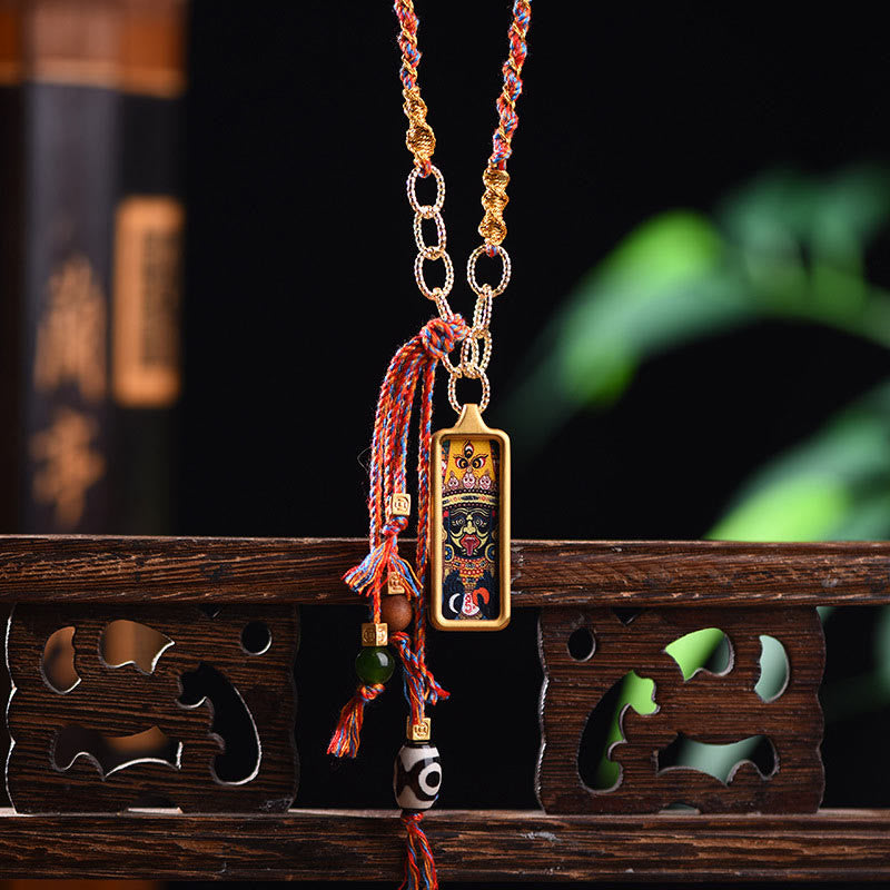 Fortune Jewel Tibet God Of Wealth Titanium Steel Thangka Wealth Necklace Pendant