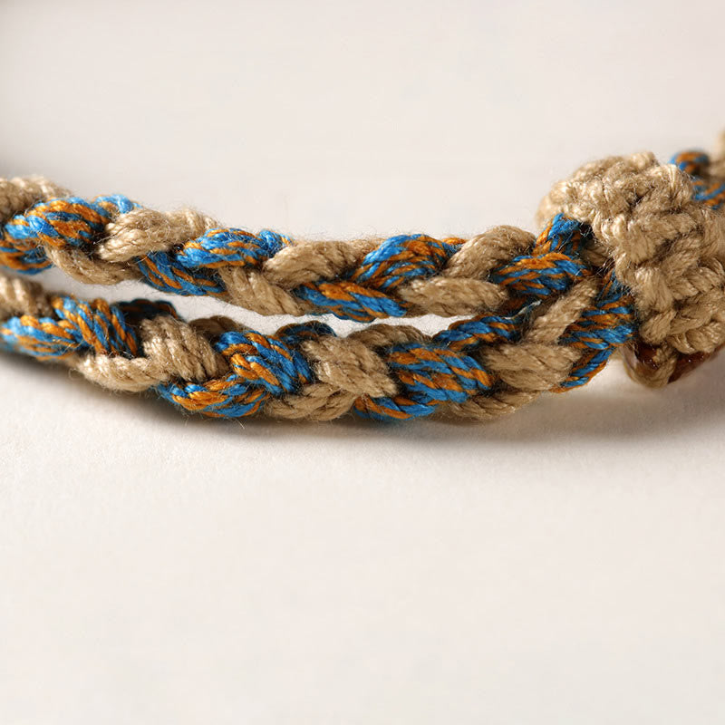 Fortune Jewel Tibetan Dzi Bead Wealth  Protection Braided Bracelet