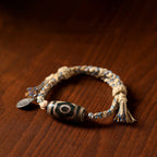 Fortune Jewel Tibetan Dzi Bead Wealth  Protection Braided Bracelet