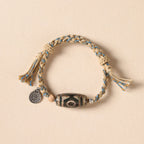 Fortune Jewel Tibetan Dzi Bead Wealth  Protection Braided Bracelet