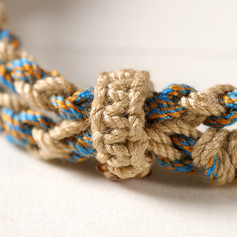 Fortune Jewel Tibetan Dzi Bead Wealth  Protection Braided Bracelet