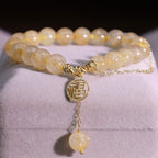 Buddha Stones Citrine Lucky Fu Character Happiness Bracelet