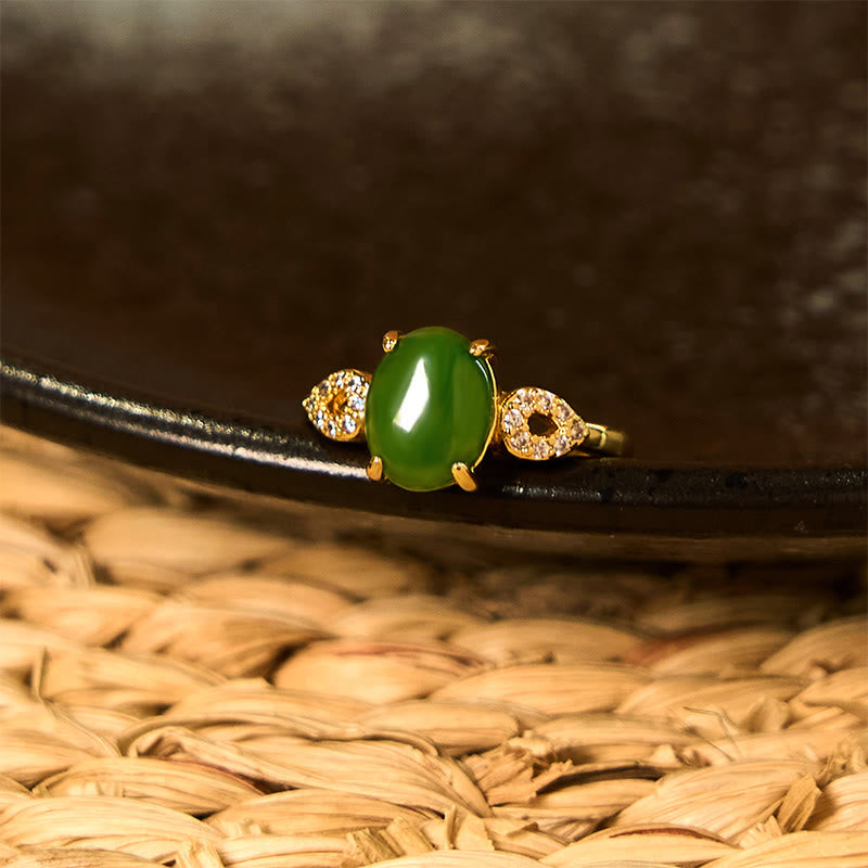 Fortune Jewel Natural Jade Adjustable Buckle Prosperity Ring