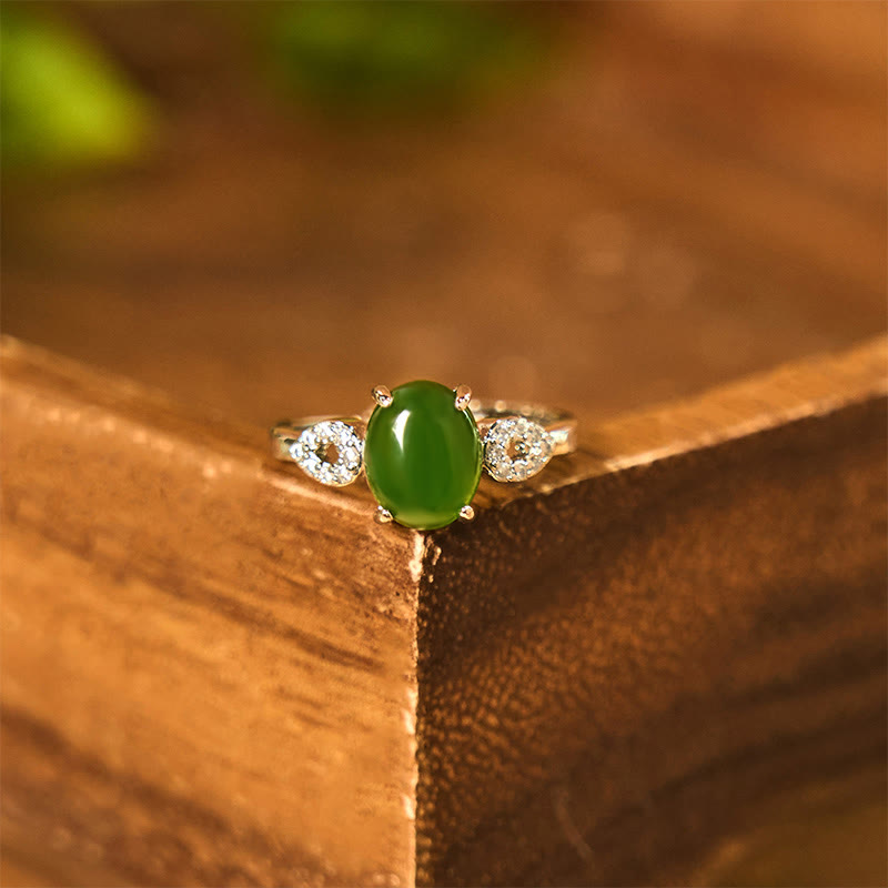 Fortune Jewel Natural Jade Adjustable Buckle Prosperity Ring