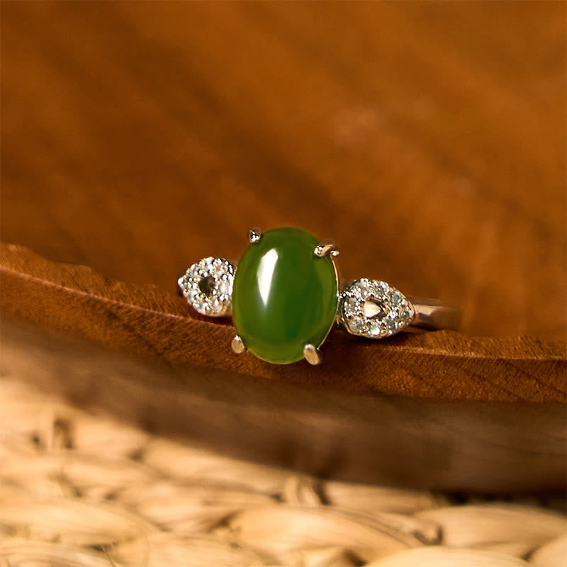 Fortune Jewel Natural Jade Adjustable Buckle Prosperity Ring