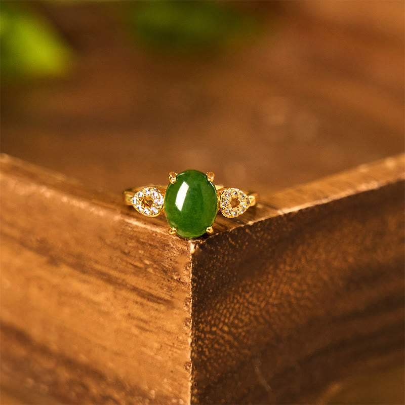 Fortune Jewel Natural Jade Adjustable Buckle Prosperity Ring