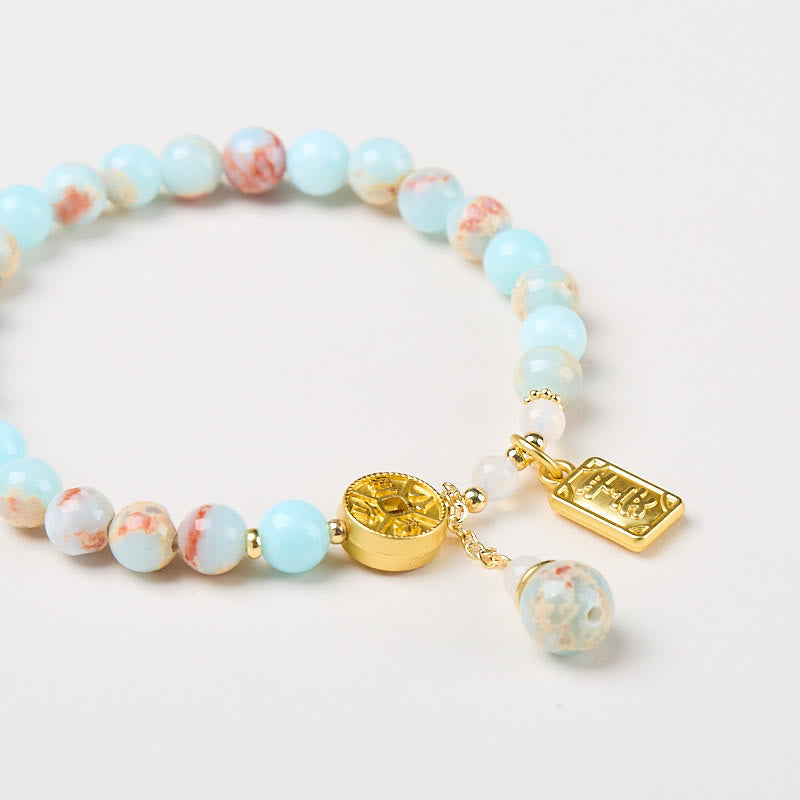 Fortune Jewel Shoushan Stone Copper Coin Money From All Directions Wealth Bracelet