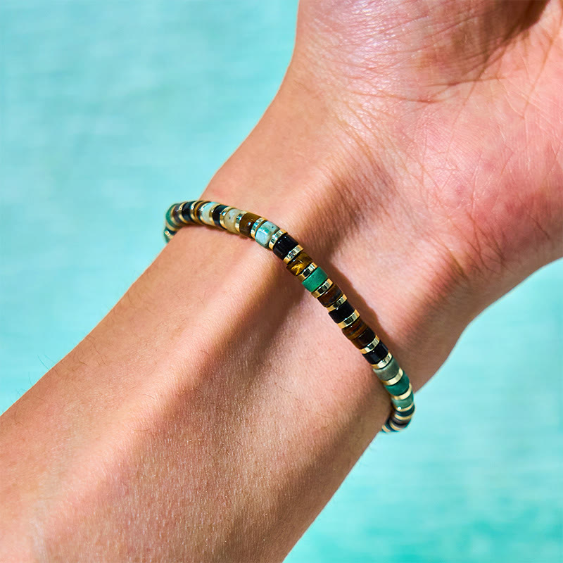 Fortune Jewel Natural Hematite Tiger Eye Stones Support Bracelet