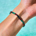 Fortune Jewel Natural Green Stone Hematite Red Coral Powerful Bracelet