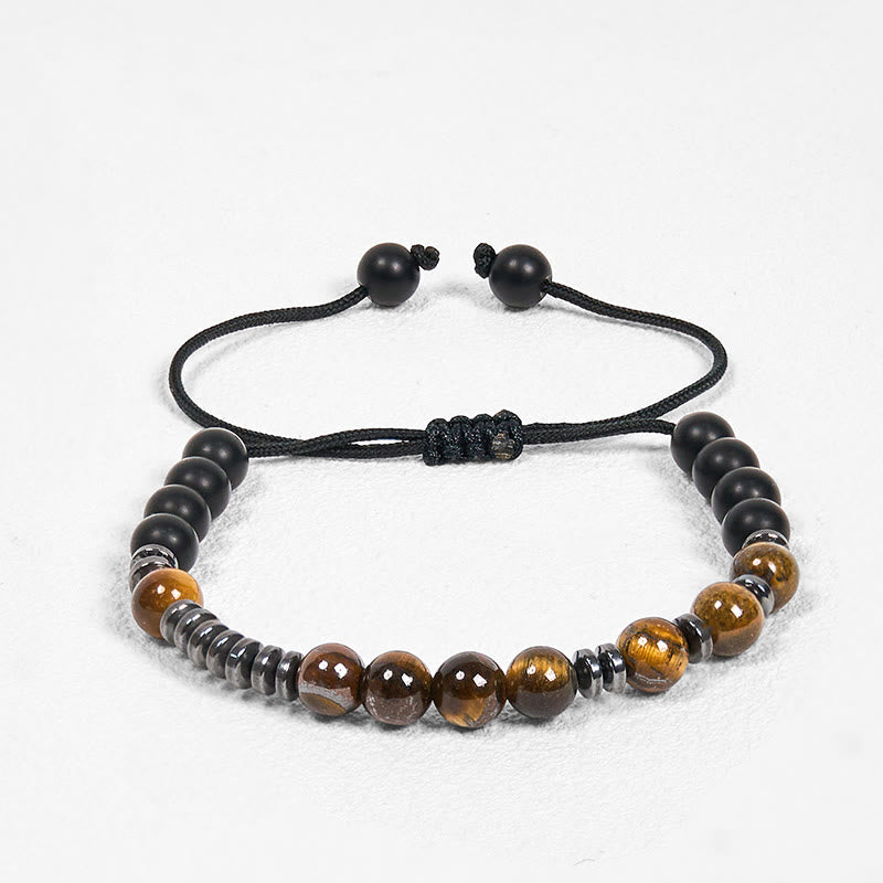 Fortune Jewel 3Pcs Tiger Eye Lava Rock Protection Bracelet Set