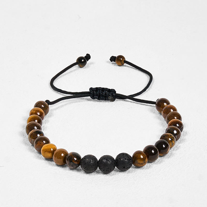 Fortune Jewel 3Pcs Tiger Eye Lava Rock Protection Bracelet Set