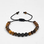 Fortune Jewel 3Pcs Tiger Eye Lava Rock Protection Bracelet Set