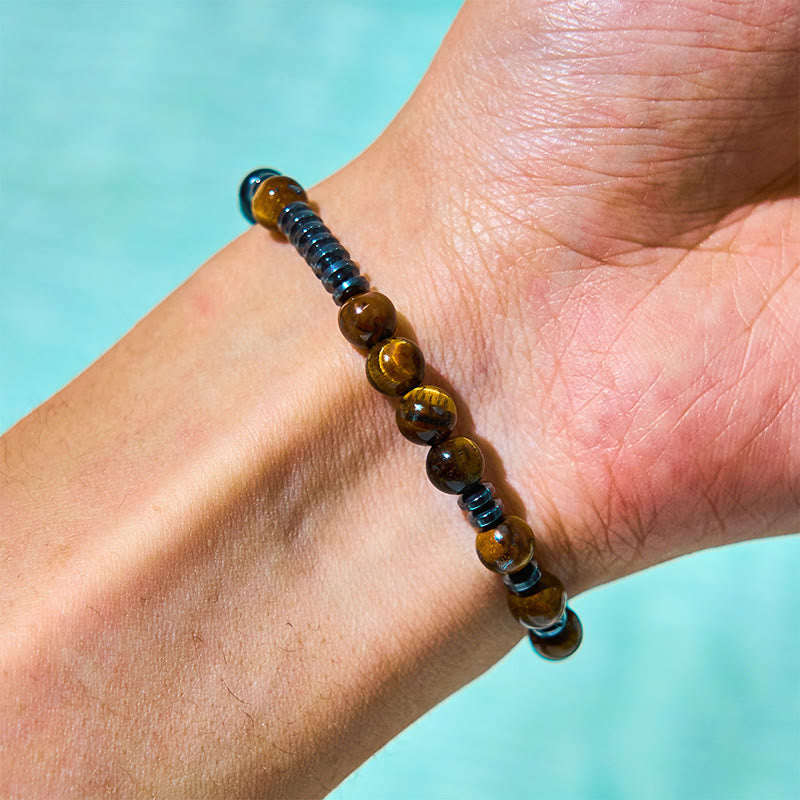Fortune Jewel 3Pcs Tiger Eye Lava Rock Protection Bracelet Set