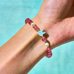 Fortune Jewel Strawberry Quartz Pearl Cat Rabbit Healing Bracelet