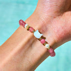Fortune Jewel Strawberry Quartz Pearl Cat Rabbit Healing Bracelet