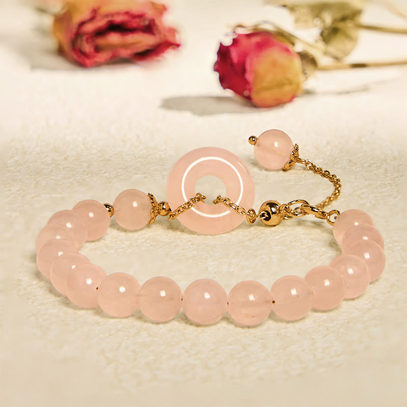 Fortune Jewel Natural Pink Crystal Beads Peace Buckle Self-acceptance Bracelet