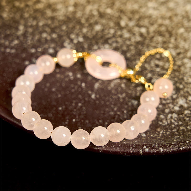 Fortune Jewel Natural Pink Crystal Beads Peace Buckle Self-acceptance Bracelet