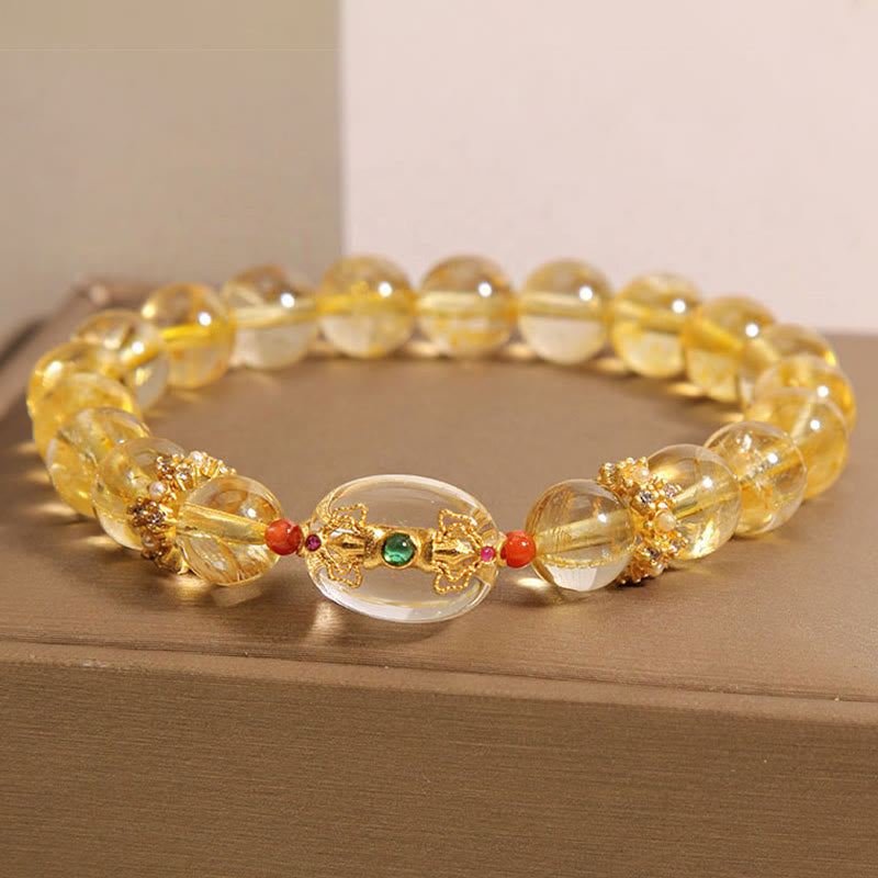 Fortune Jewel Natural Golden Rutilated Quartz Beads Auspiciousness Bracelet